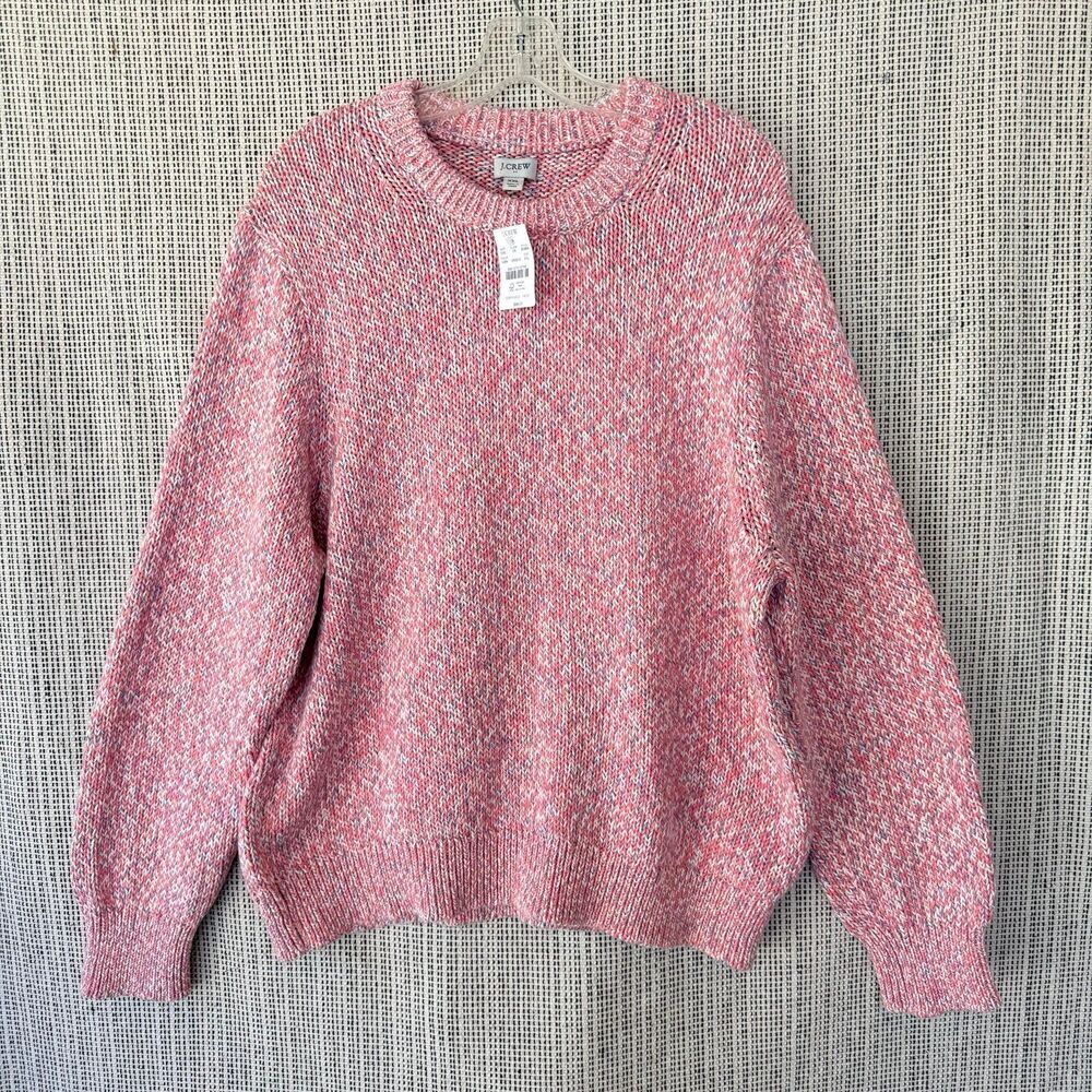 J. Crew Factory Pink Blue Cream Cotton Crewneck chunky Sweater XXL